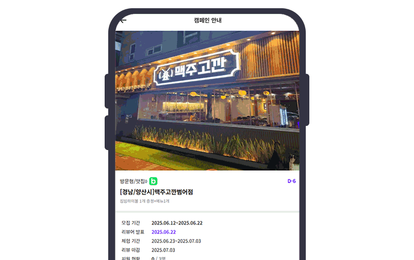 캠페인 지원 예시